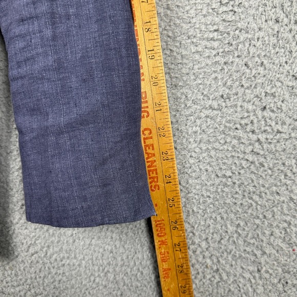 H&M Linen Blazer Sport Coat Mens 44R Blue Elbow Patches 2 Button Slim Fit Formal - Picture 11 of 12